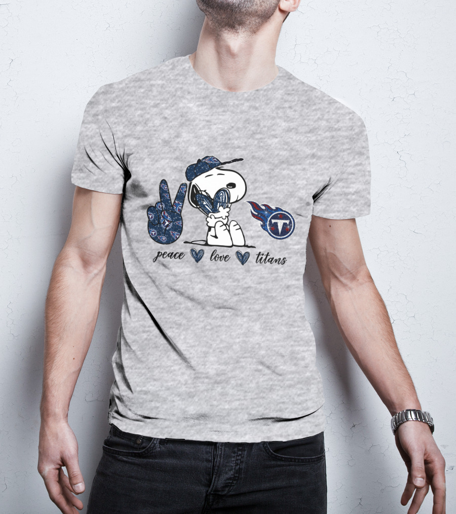 Peace Love Tennessee Titans Snoopy Football T-Shirt