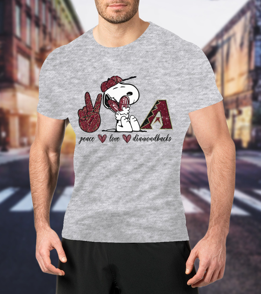 Peace Love Diamondbacks Snoopy Baseball Fan T-Shirt