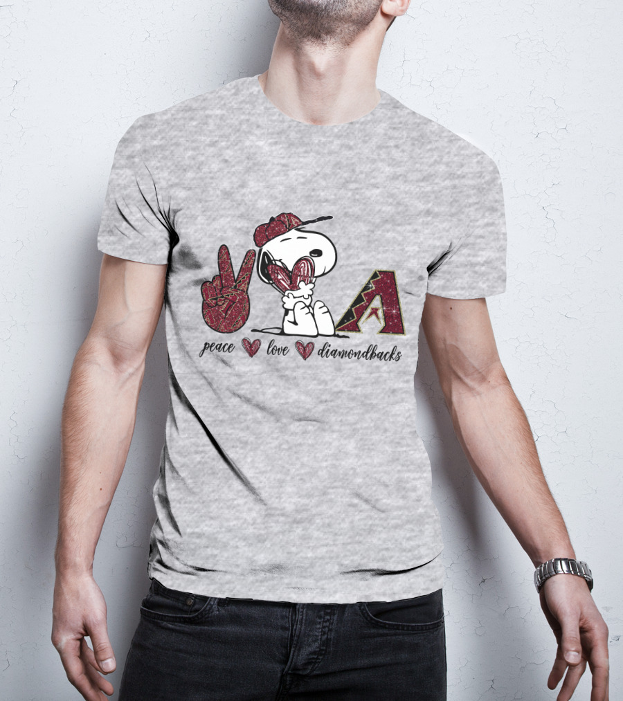 Peace Love Diamondbacks Snoopy Baseball Fan T-Shirt