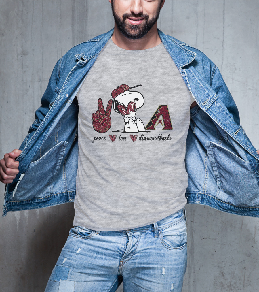 Peace Love Diamondbacks Snoopy Baseball Fan T-Shirt