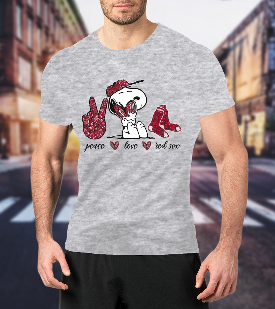 Peace Love Snoopy Boston Red Sox T-Shirt