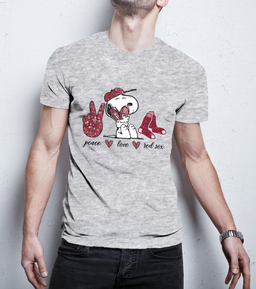 Peace Love Snoopy Boston Red Sox T-Shirt