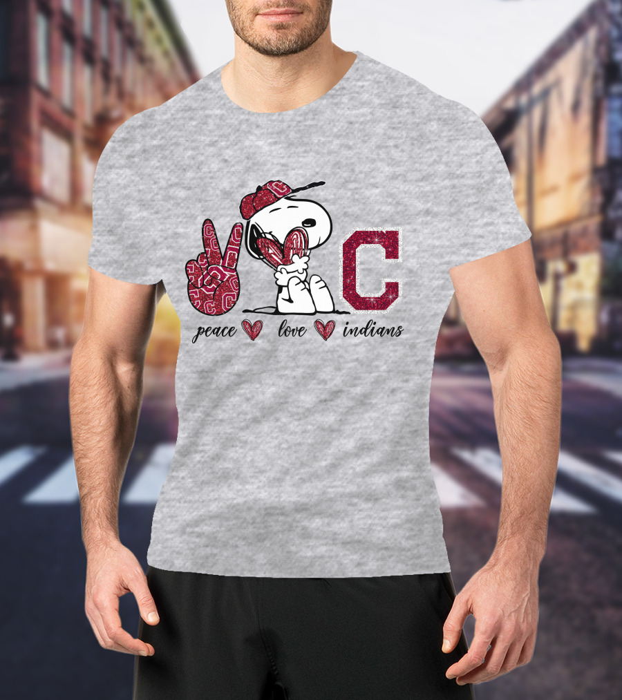 Peace Love Indians Snoopy C Letter T-Shirt