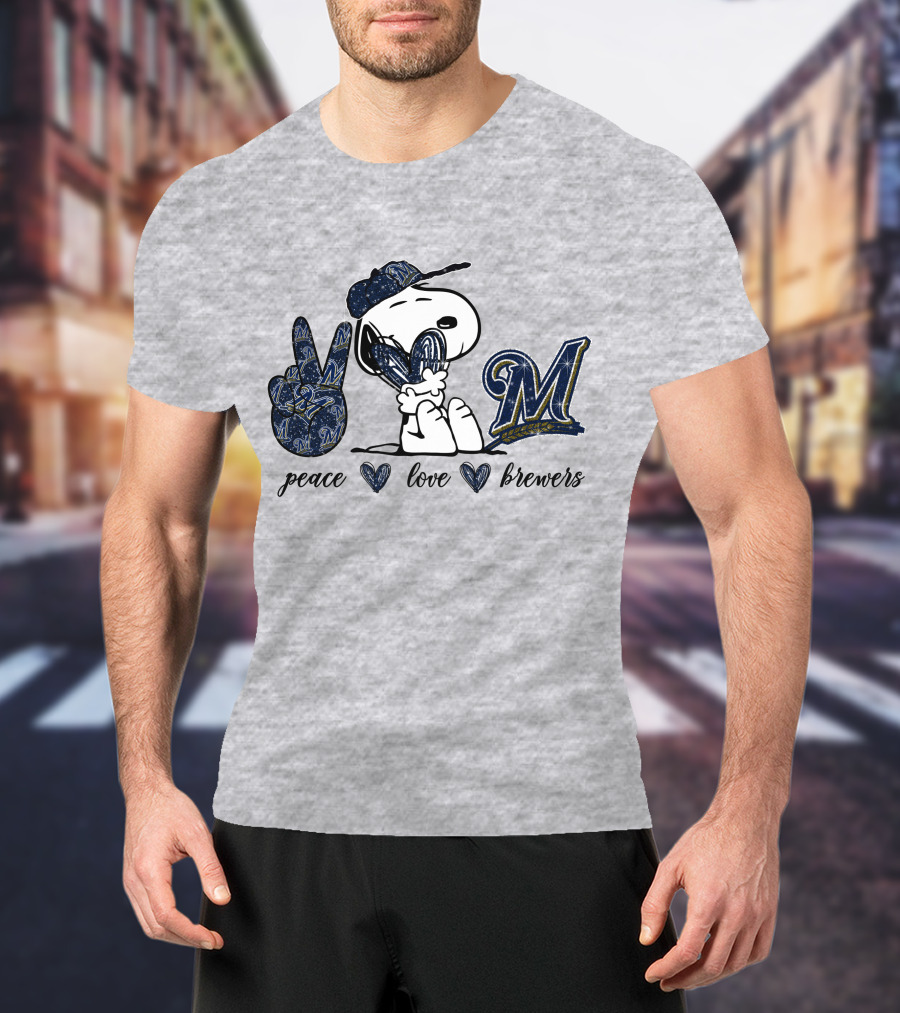 Peace Heart Love Milwaukee Brewers T-Shirt