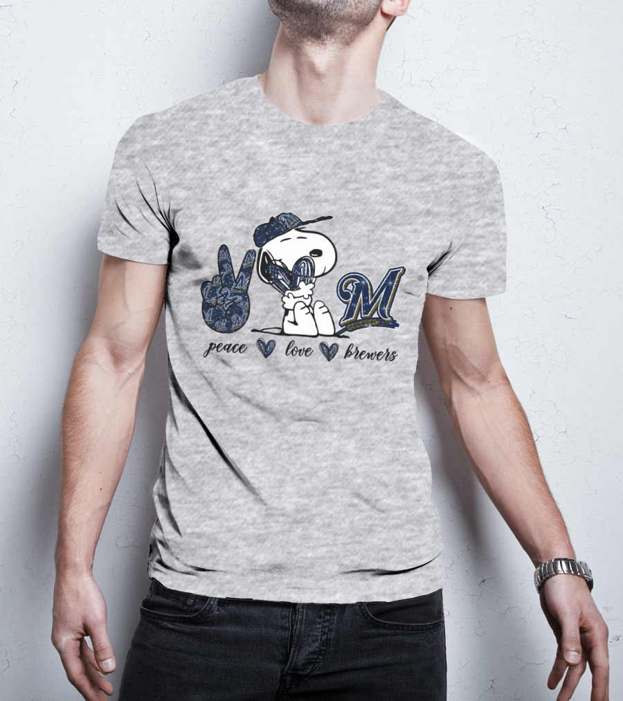 Peace Heart Love Milwaukee Brewers T-Shirt