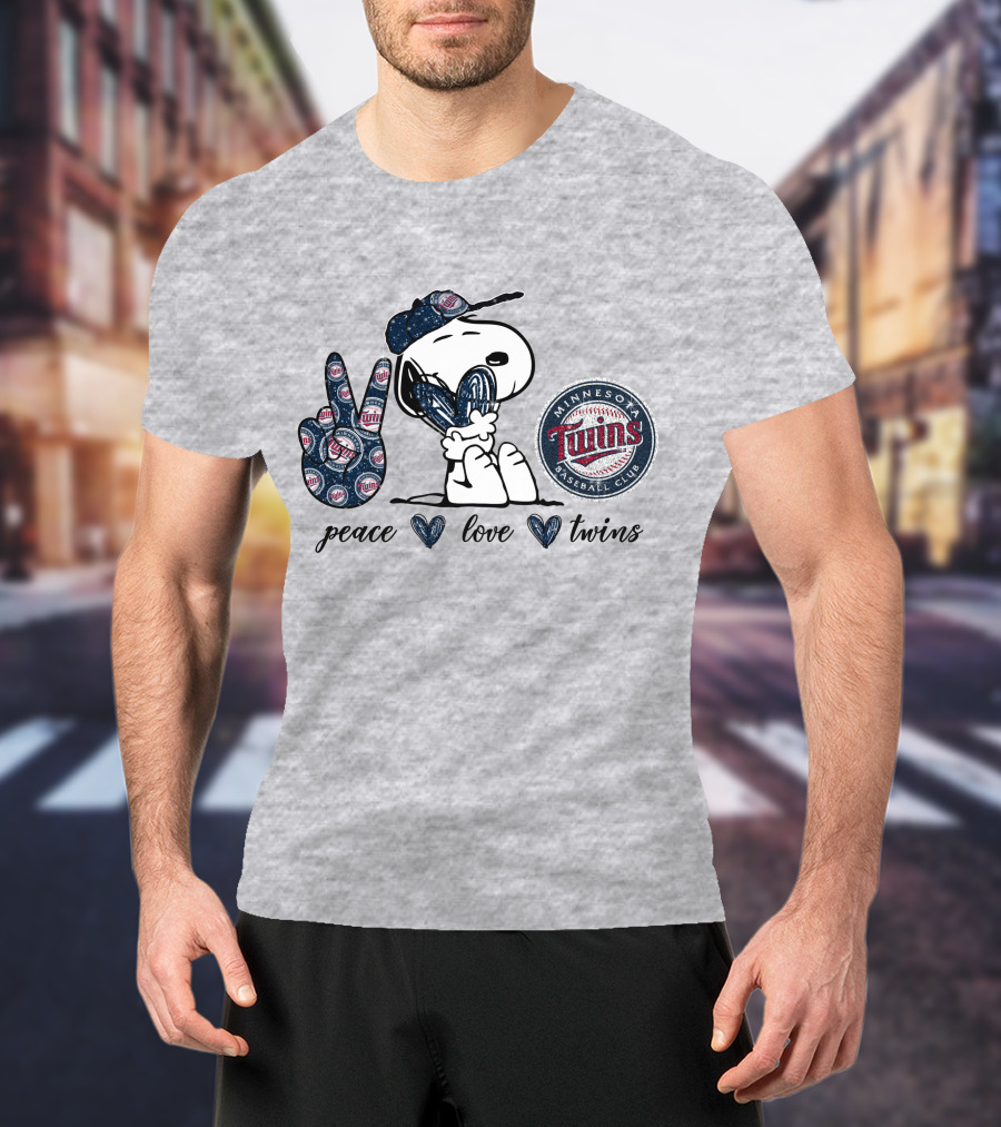 Peace Love Minnesota Twins Snoopy Baseball Club T-Shirt