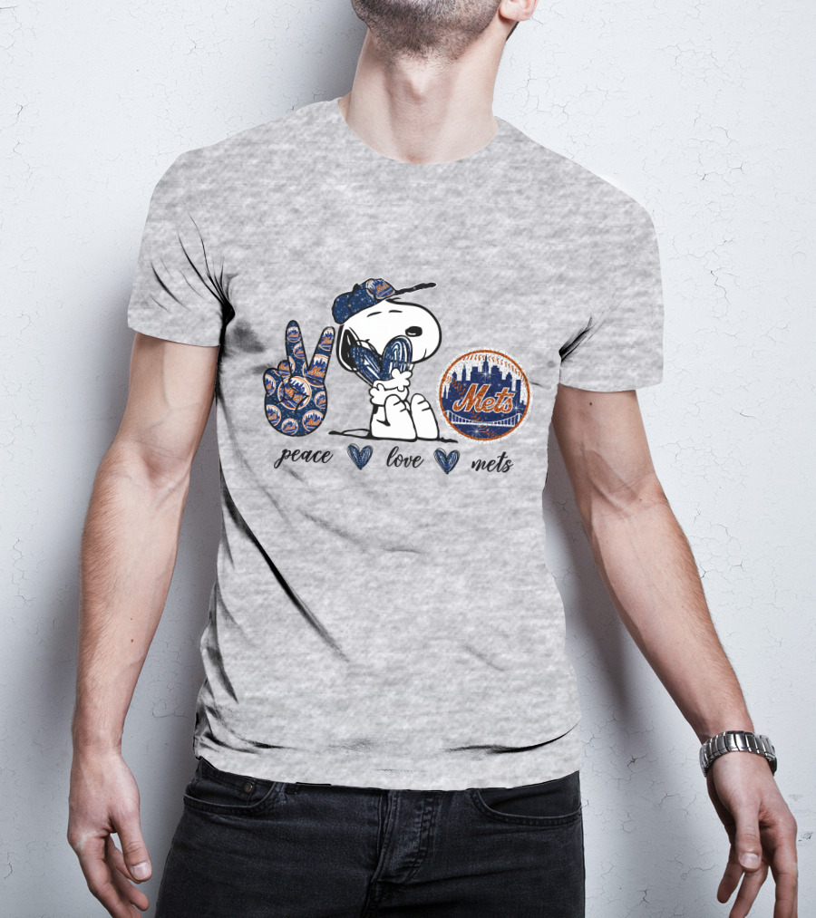 Peace Heart Love Mets Snoopy Skyline Finger Symbol T-Shirt