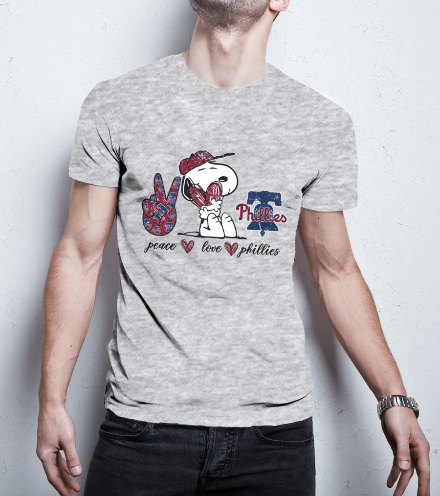 Peace Love Phillies Snoopy Philadelphia Phillies Fan T-Shirt