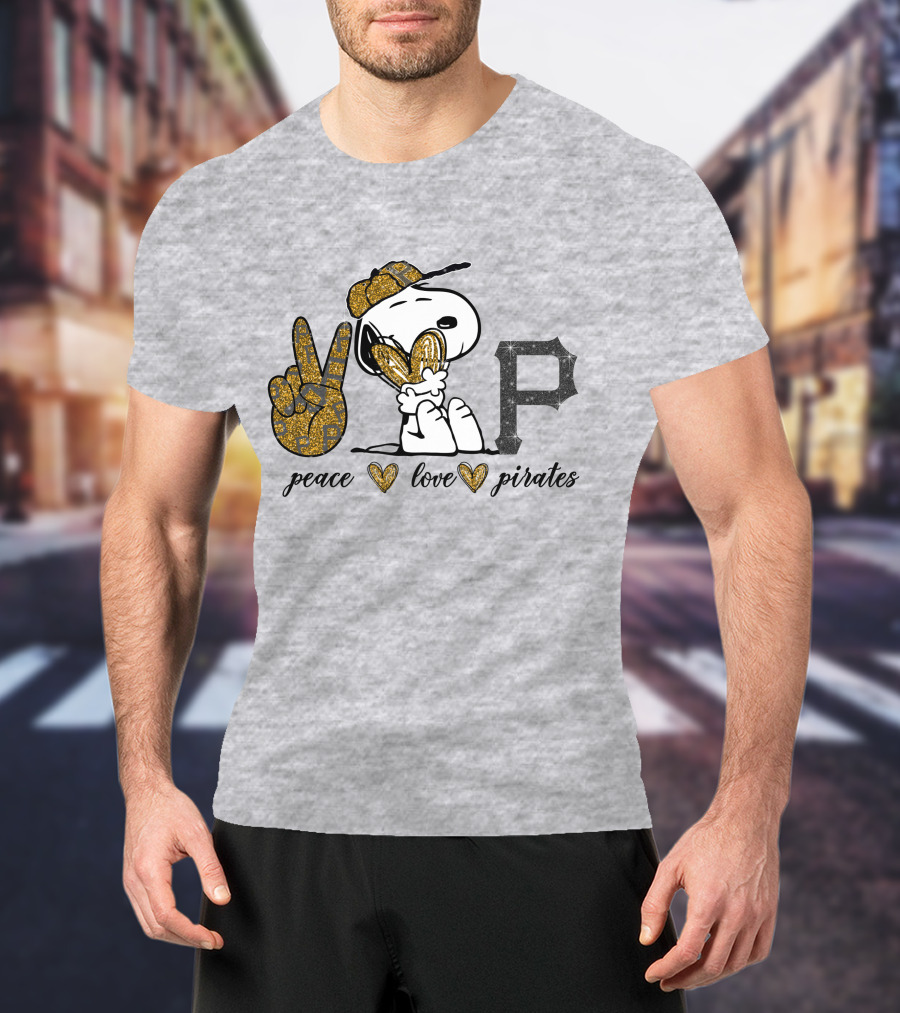 Peace Love Pittsburgh Pirates Snoopy Baseball Fan T-Shirt