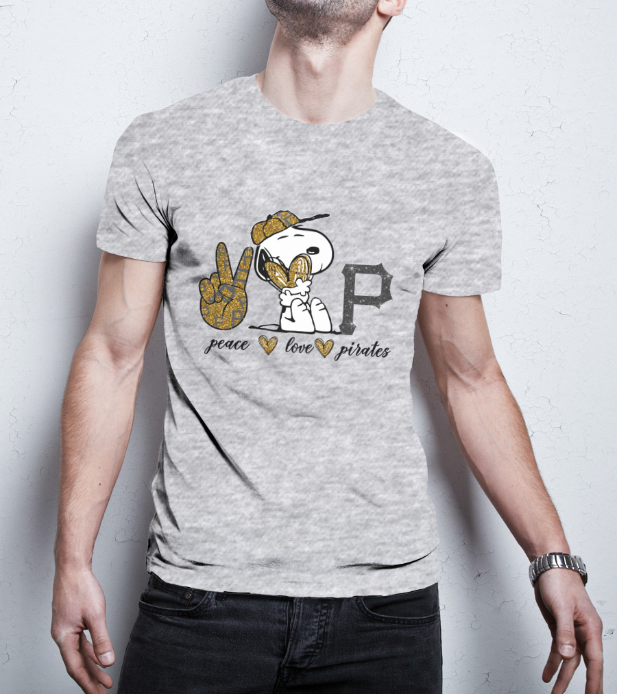 Peace Love Pittsburgh Pirates Snoopy Baseball Fan T-Shirt