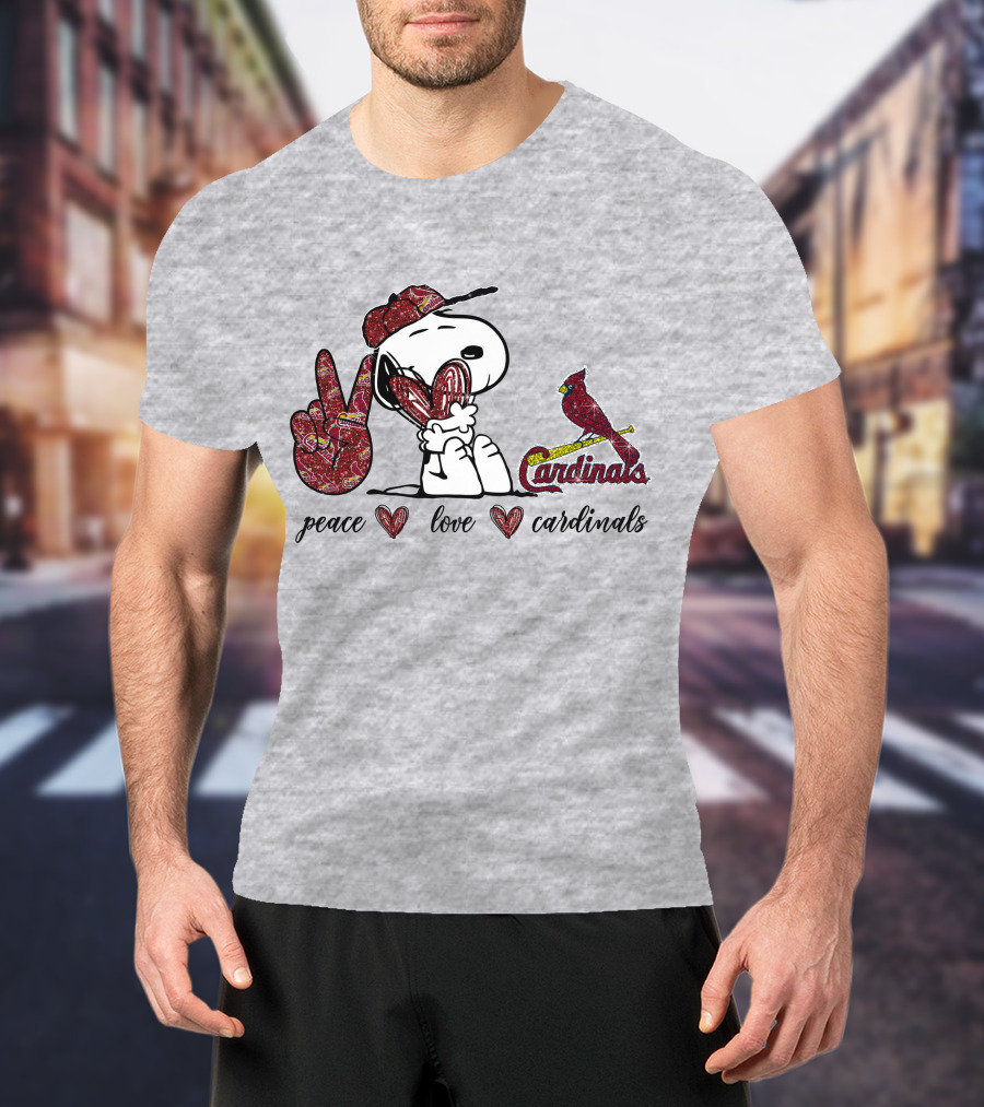 Peace Love Cardinals Snoopy St Louis Baseball T-Shirt
