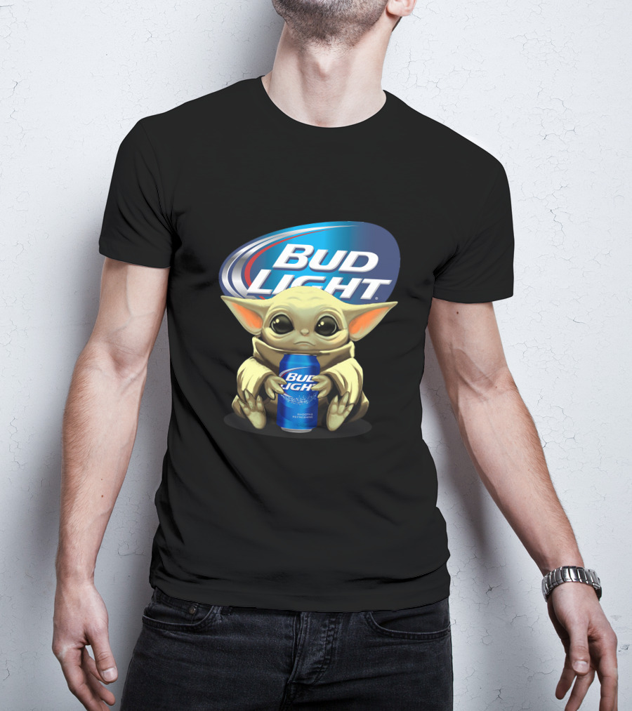 Yoda Baby Holding Bud Light Can With Bud Light T-Shirt