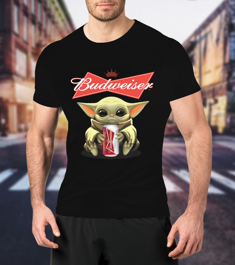 Budweiser Baby Yoda Holding Beer Can T-Shirt