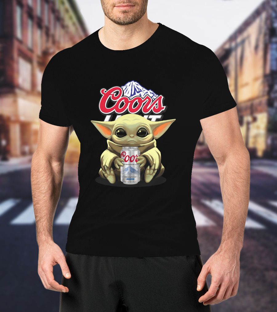 Coors Light Baby Yoda Character Holding Beer Can T-Shirt