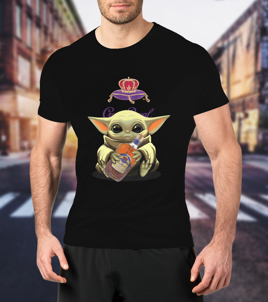Yoda Holding Crown Royal Bottle T-Shirt