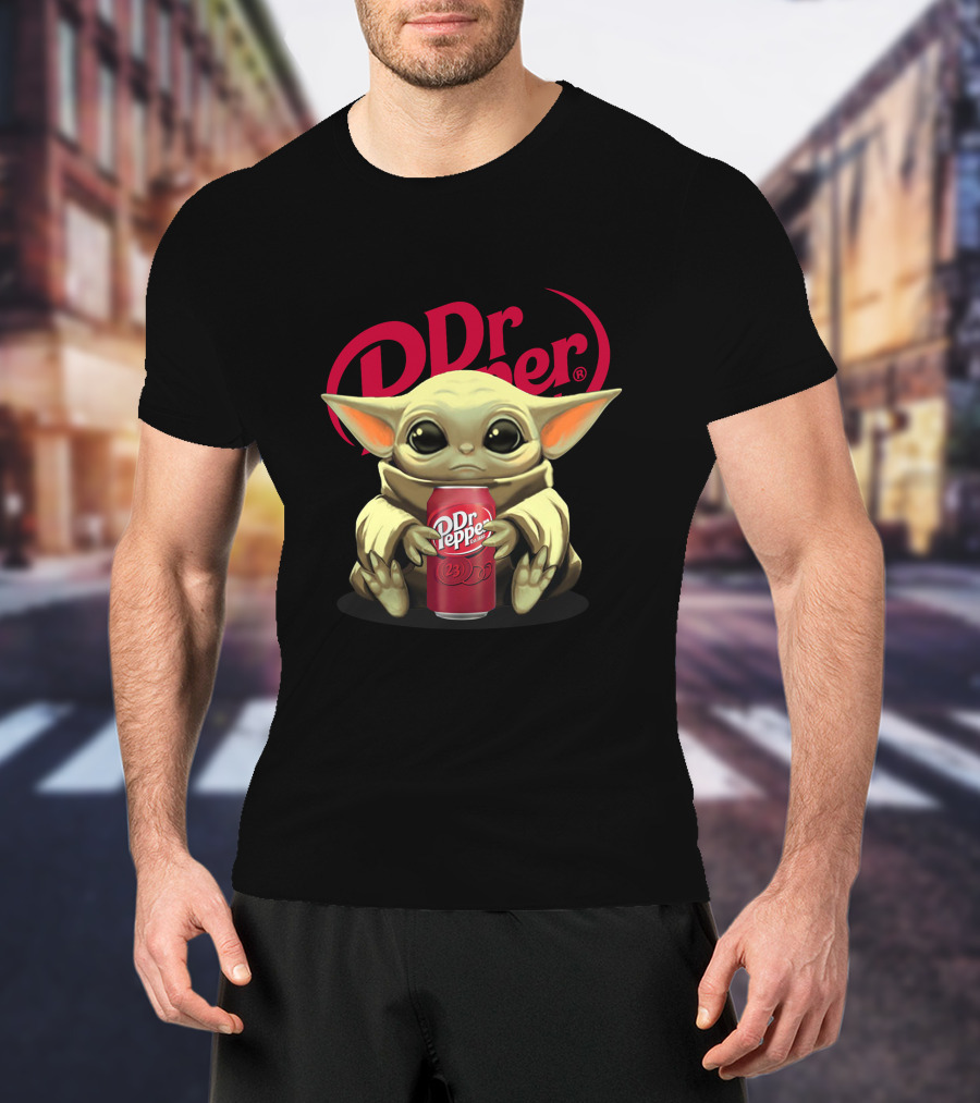 Dr Pepper Grogu Cuddling Iconic Soda T-Shirt