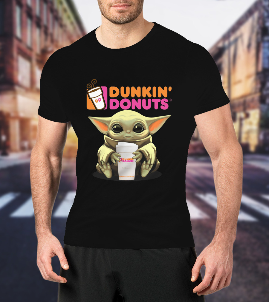 Dunkin Donuts Yoda Holding Coffee Cup T-Shirt
