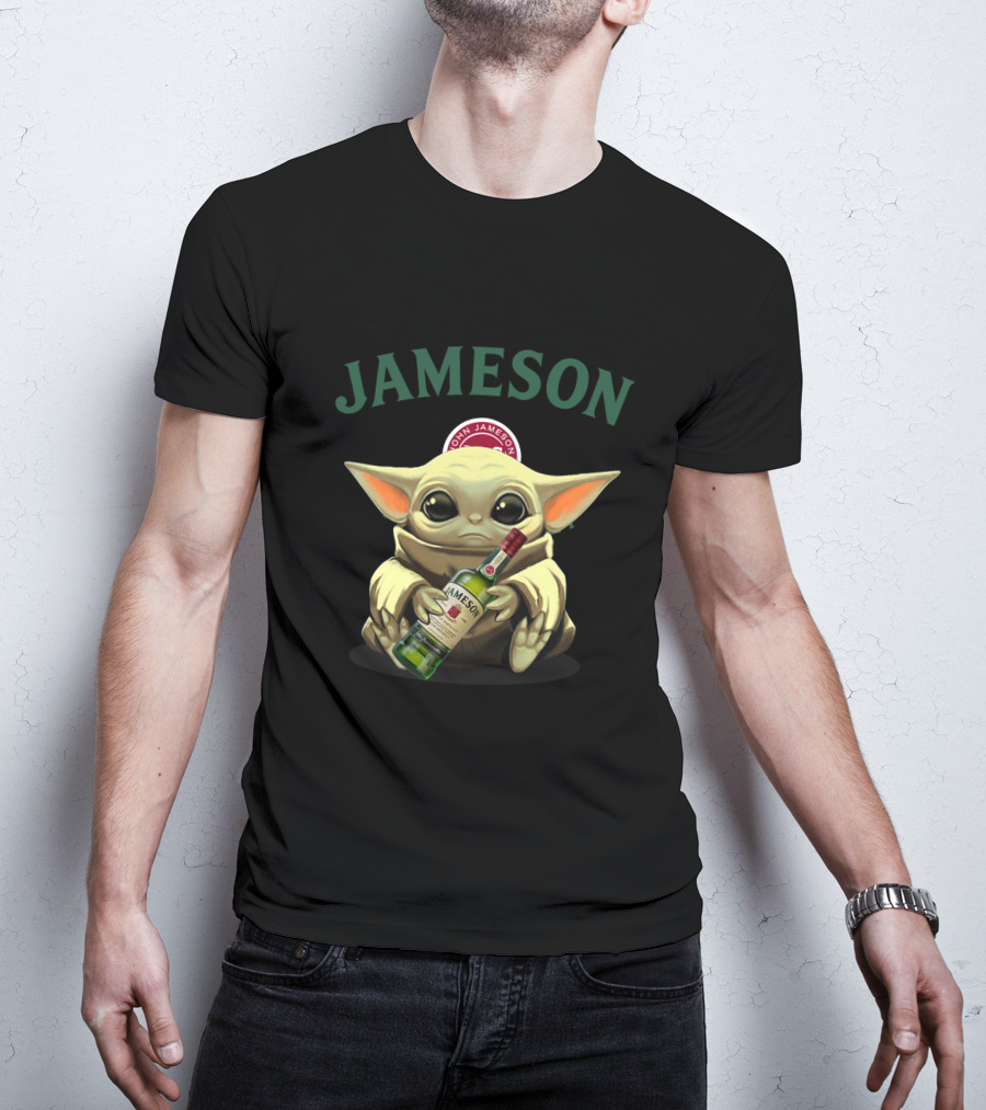 JAMESON Baby Alien Holding Whiskey Bottle T-Shirt