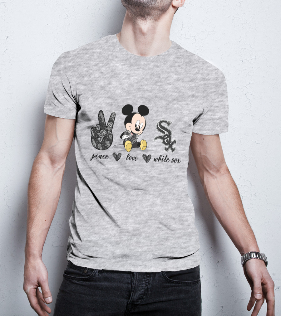 Peace Love Mickey Mouse Chicago White Sox T-Shirt