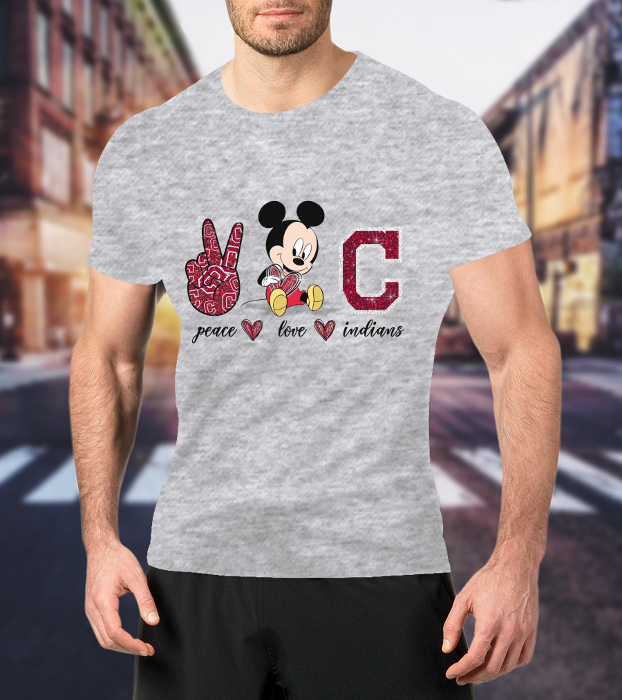 Peace Love Indians Mickey Mouse Cleveland T-Shirt