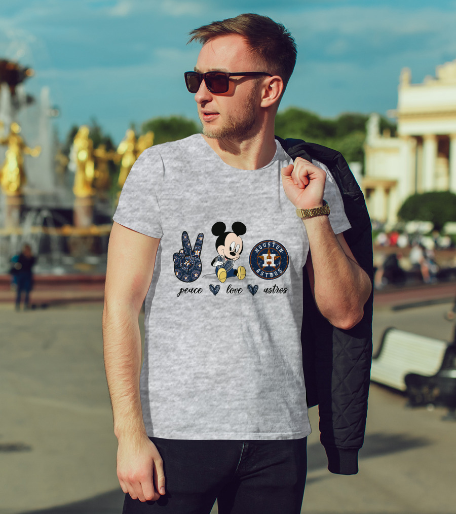 Peace Love Houston Astros Mickey Mouse T-Shirt