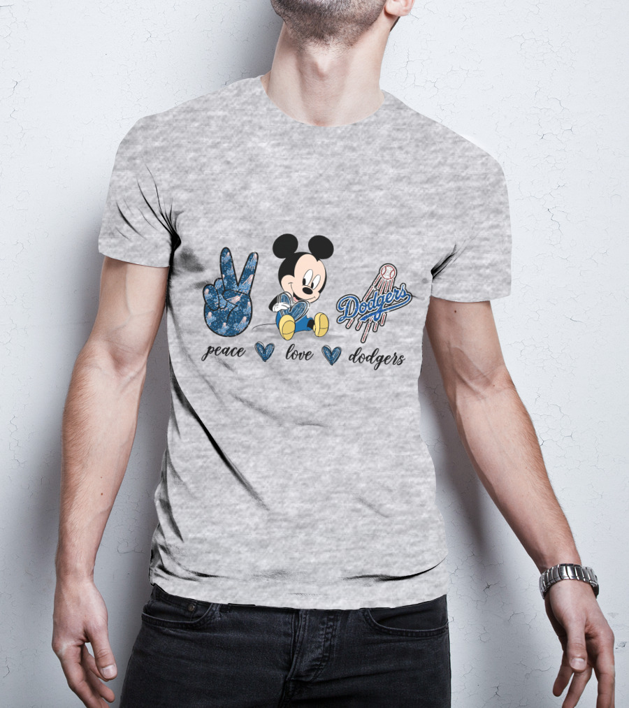Peace Love Dodgers Mickey Mouse T-Shirt