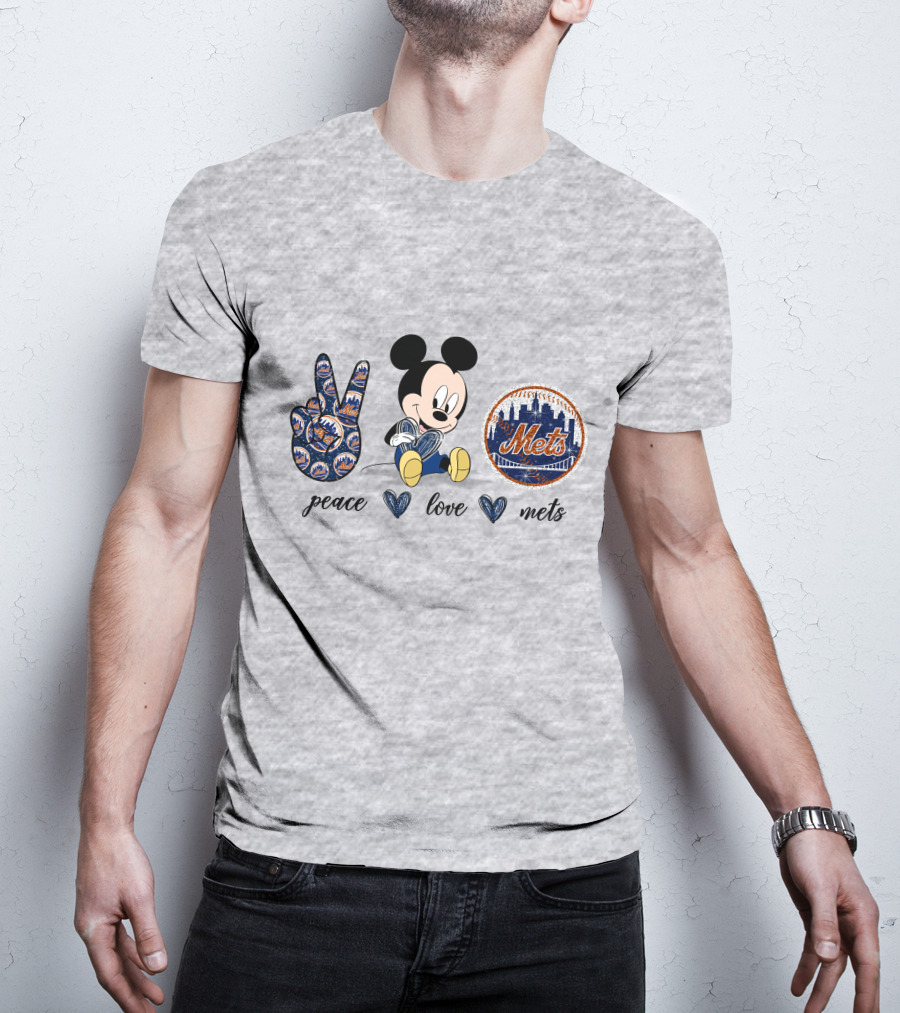 Peace Love Mickey Mouse New York Mets T-Shirt