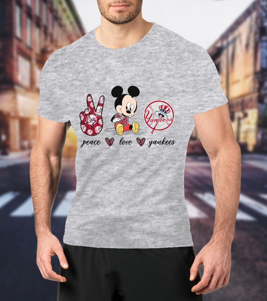 Peace Love Yankees Mickey Mouse T-Shirt