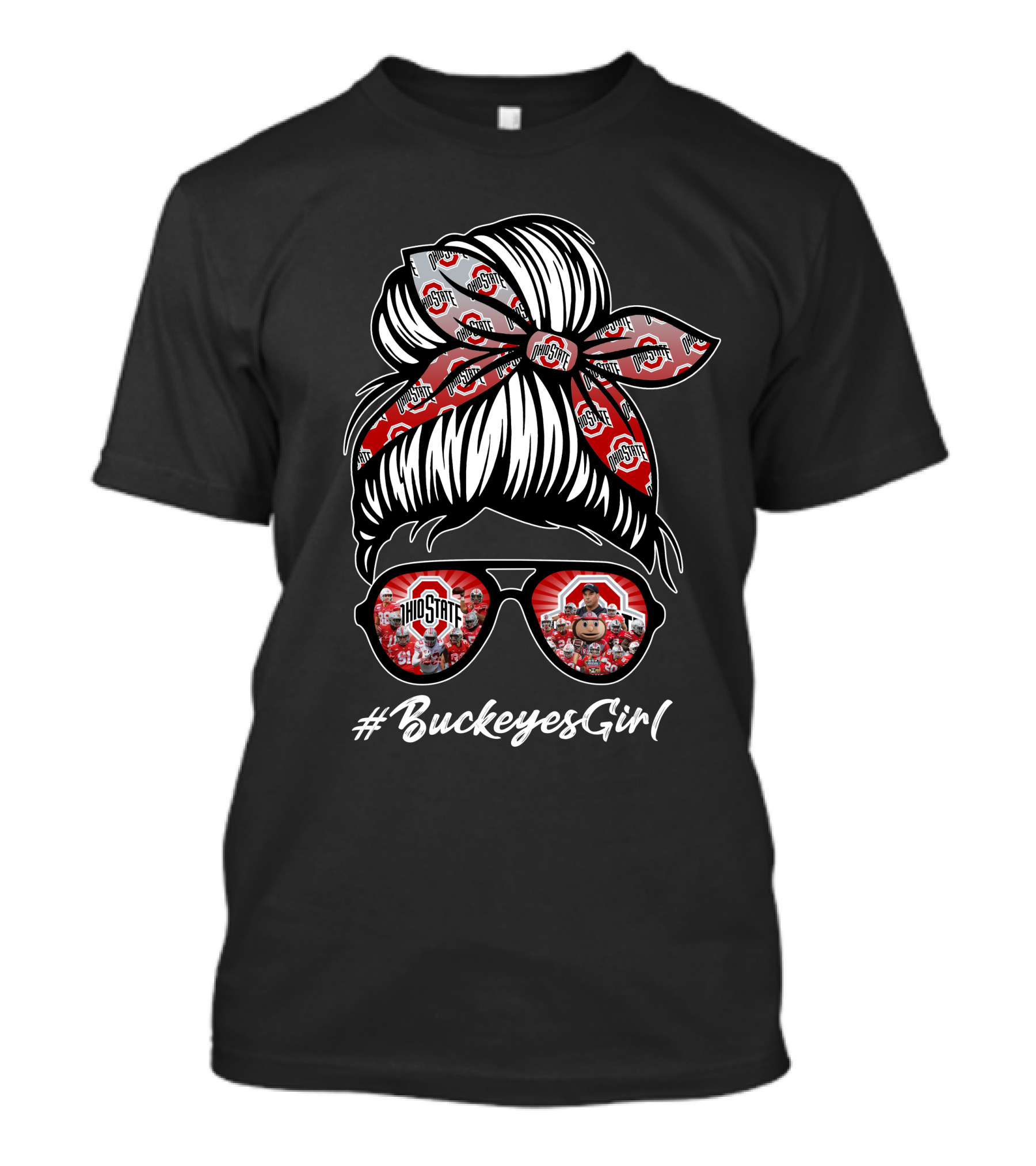 Ohio State Buckeyes Girl Sunglasses Scarf Logo Hashtag T-Shirt