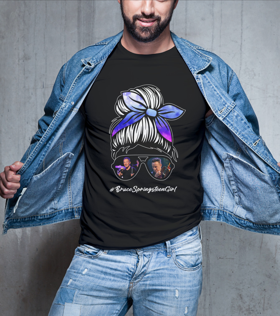 BruceSpringsteenGirl Enthusiast Style Sunglasses And Bow T-Shirt