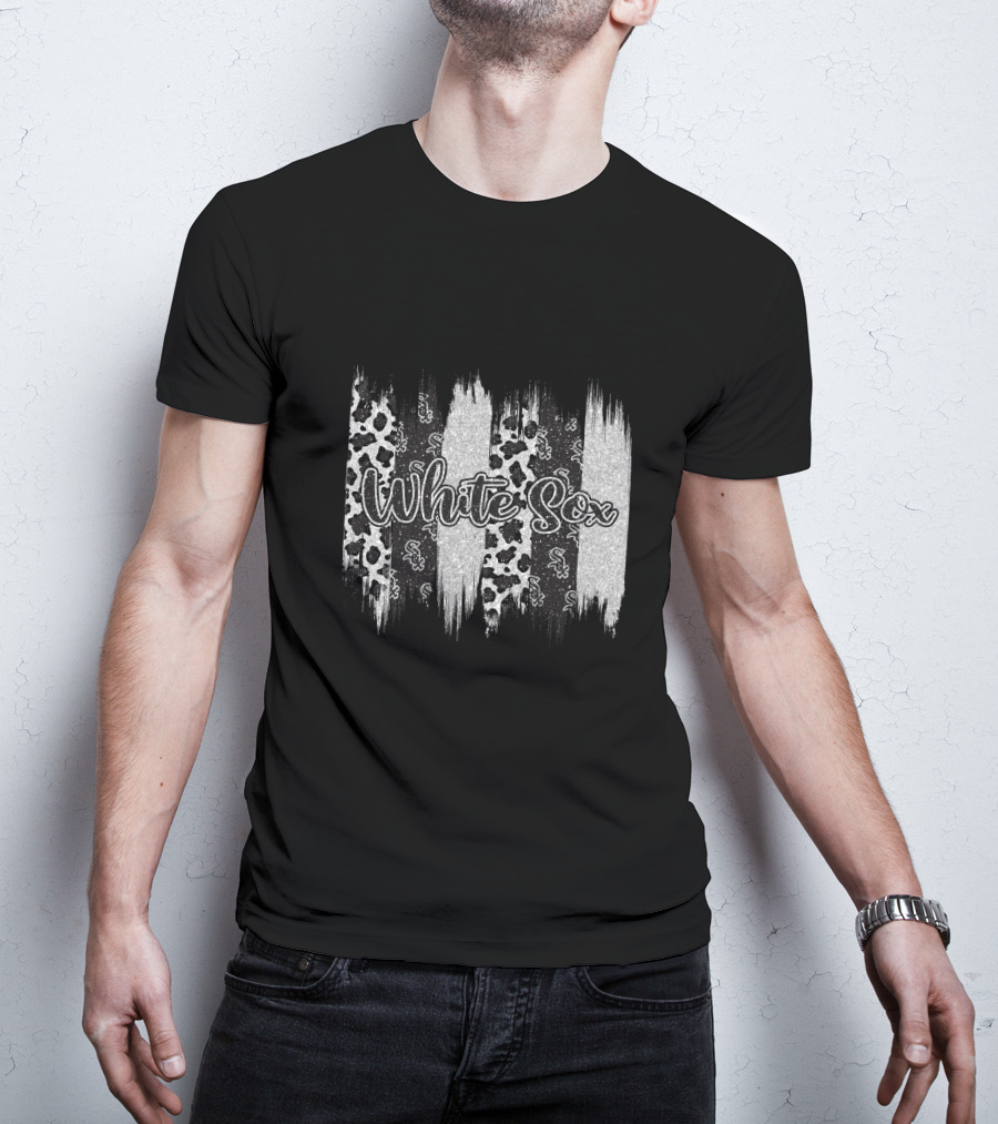 White Sox Brushstroke Leopard Paisley Stripes T-Shirt