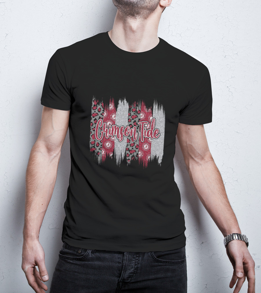 Alabama Crimson Tide Brushstroke Leopard Paisley Stripes T-Shirt