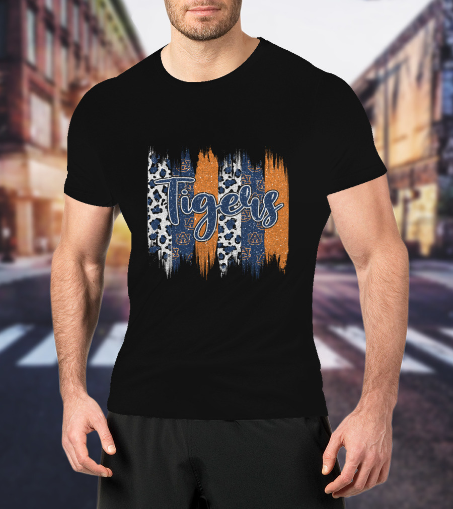 Auburn Tigers Brushstroke Bold Patterned Stripes With Auburn T-Shirt