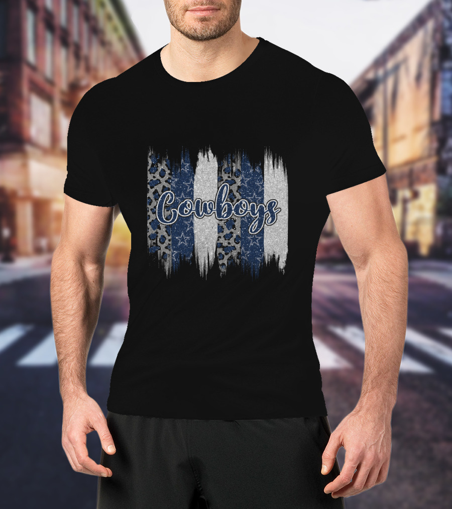Cowboys Brushstroke Leopard Star Stripes T-Shirt