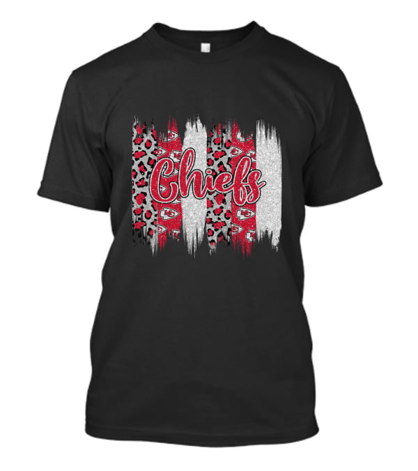 Chiefs Brushstroke Leopard Glitter T-Shirt