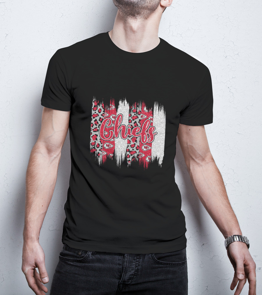Chiefs Brushstroke Leopard Glitter T-Shirt