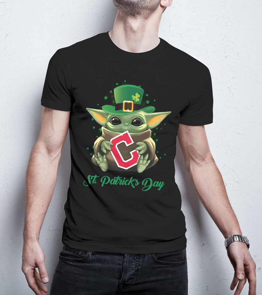 St. Patrick's Day Baby Yoda Cleveland Indians C T-Shirt