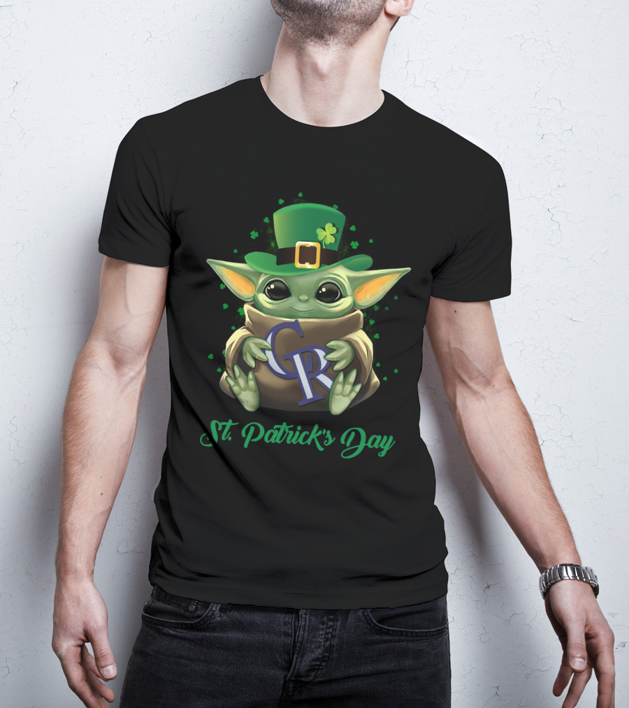 St. Patrick's Day Colorado Rockies Baby Yoda T-Shirt
