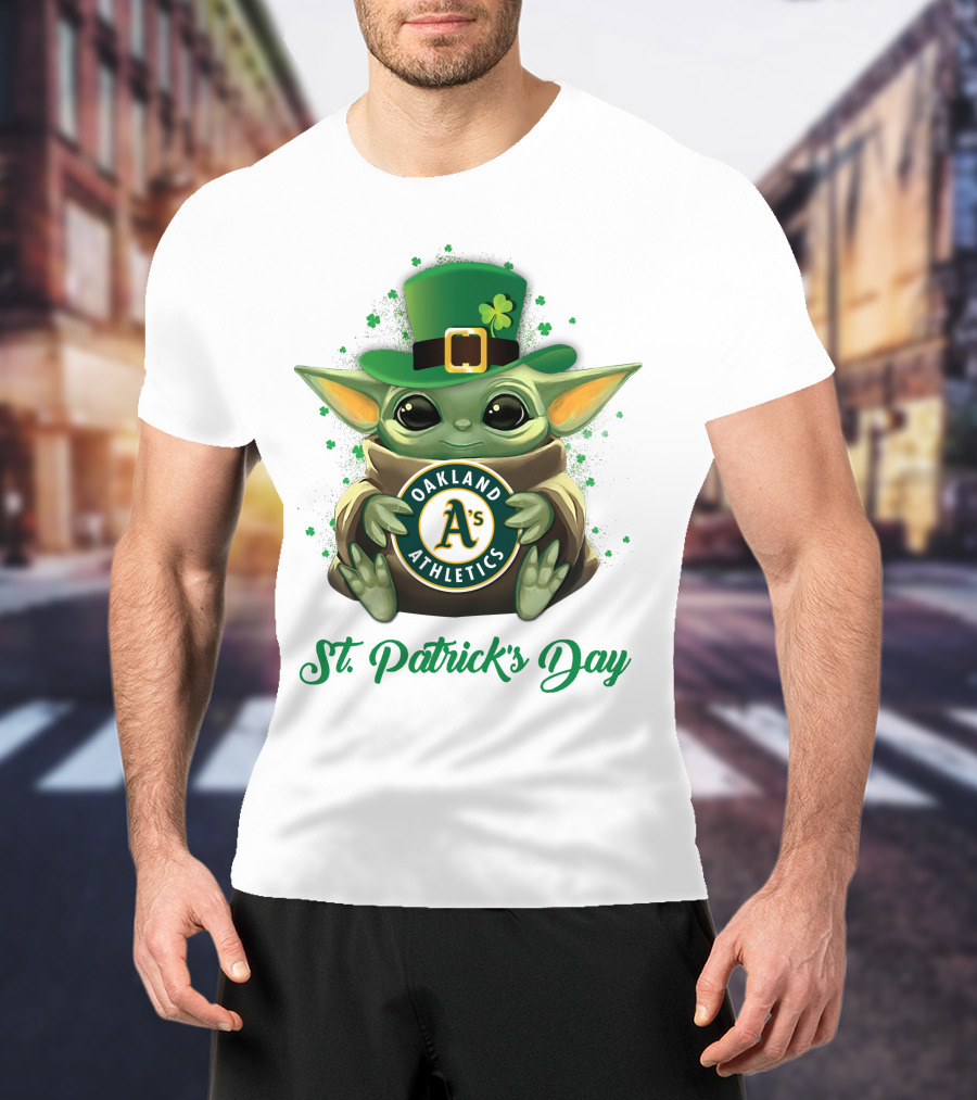 Oakland Athletics Baby Yoda St. Patrick's Day T-Shirt