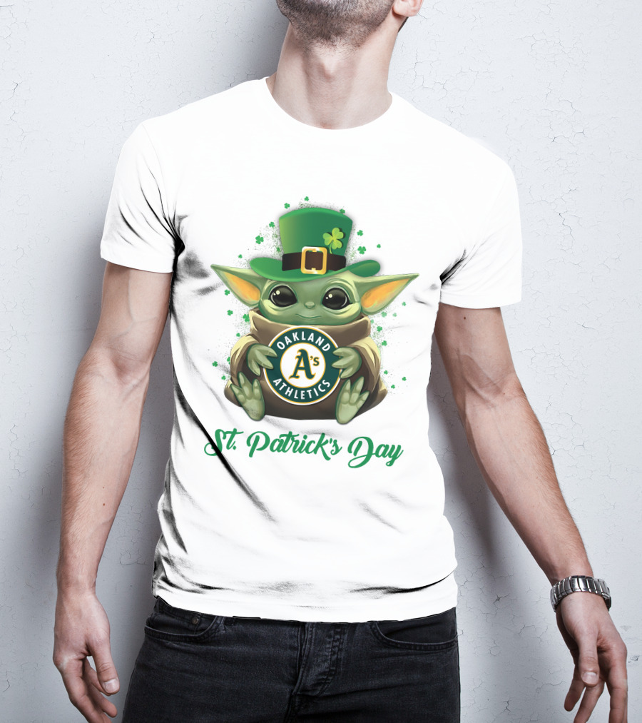 Oakland Athletics Baby Yoda St. Patrick's Day T-Shirt