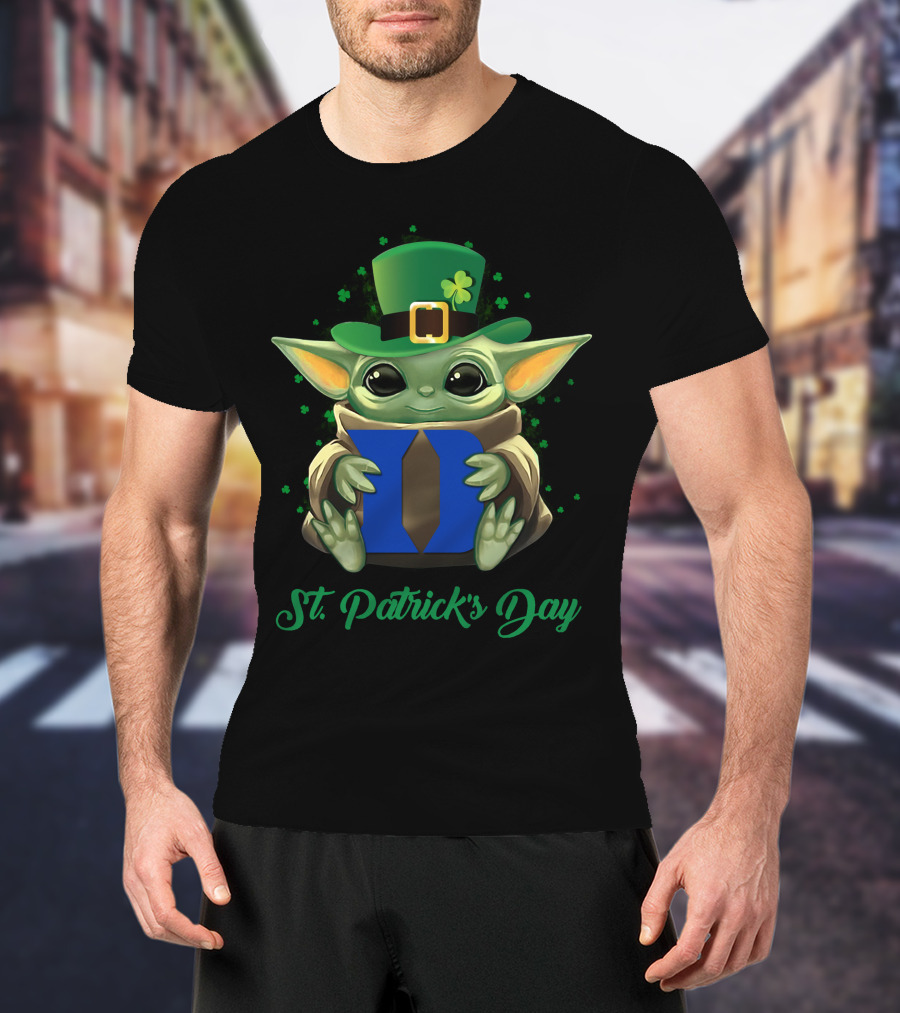 St. Patrick's Day Duke Blue Devils Baby Yoda T-Shirt