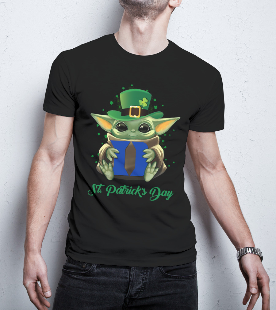 St. Patrick's Day Duke Blue Devils Baby Yoda T-Shirt