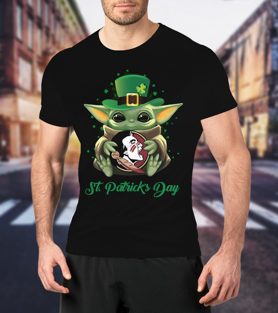 St. Patrick's Day Florida State Seminoles Baby Yoda T-Shirt