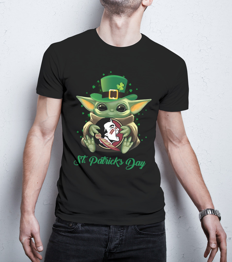 St. Patrick's Day Florida State Seminoles Baby Yoda T-Shirt