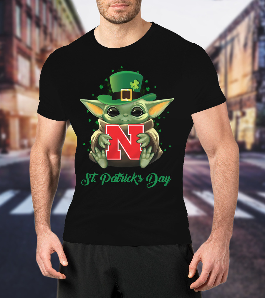 Nebraska Cornhuskers Baby Yoda St. Patrick's Day T-Shirt