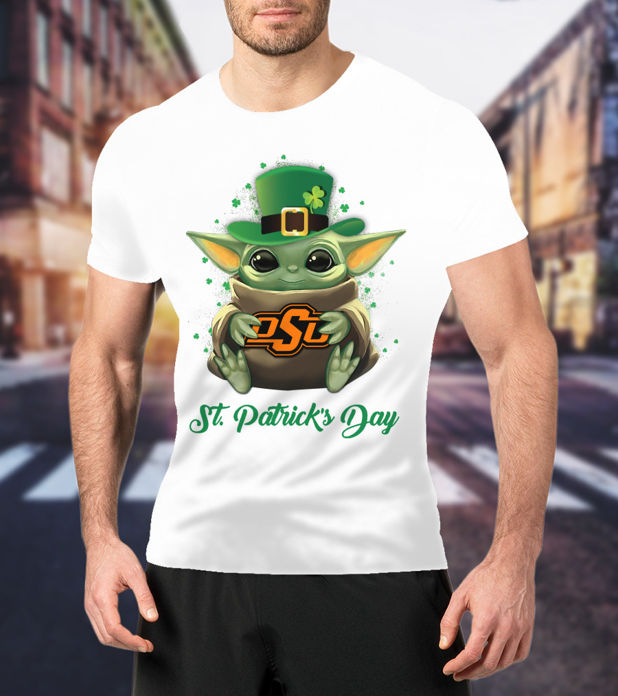 Oklahoma State Cowboys Baby Yoda St. Patrick's Day T-Shirt