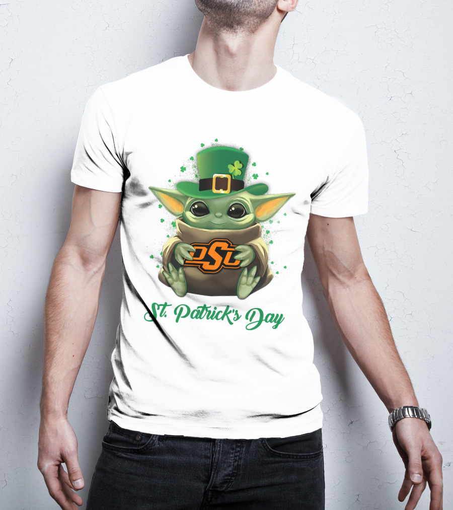 Oklahoma State Cowboys Baby Yoda St. Patrick's Day T-Shirt