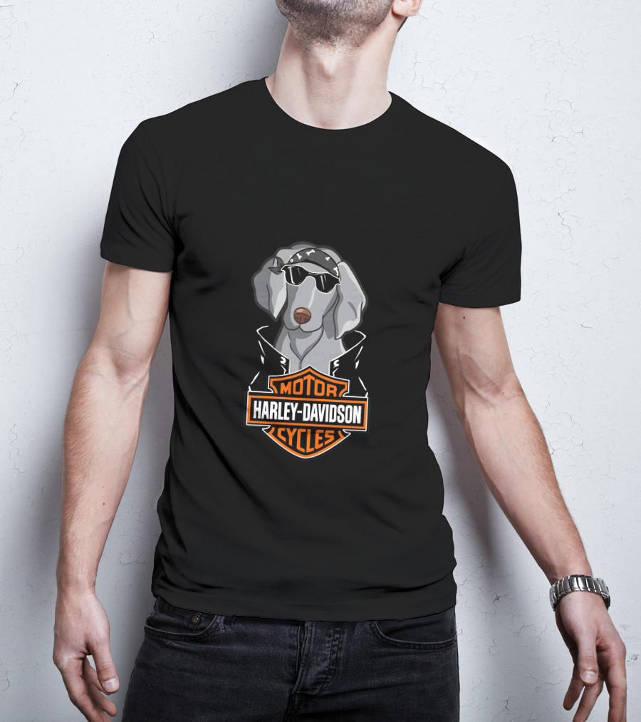 Weimaraners Harley Davidson Motorcycles T-Shirt