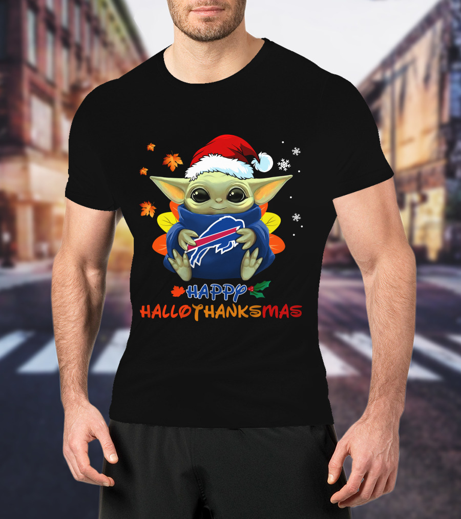 Happy Hallothanksmas Buffalo Bills Baby Yoda 505 L1PTT T-Shirt