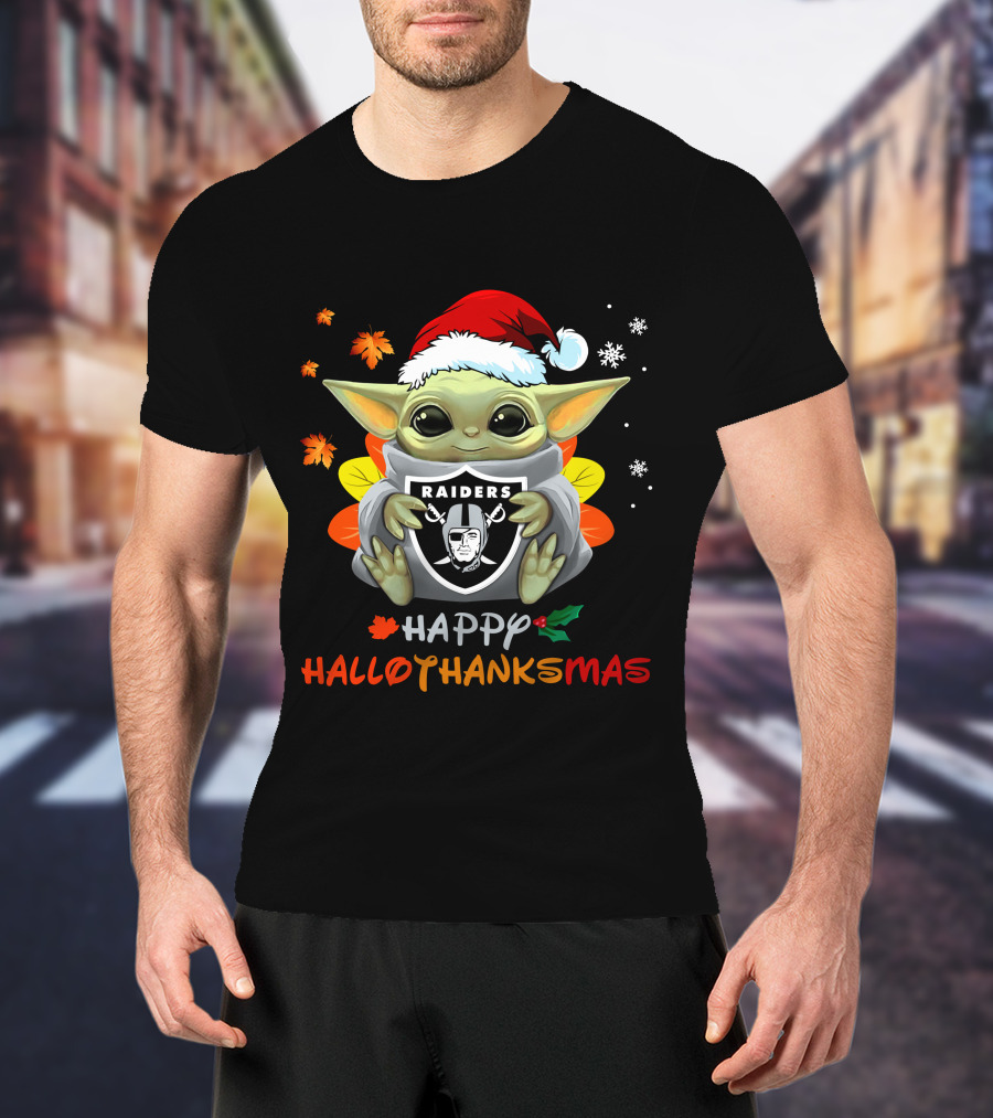 Las Vegas Raiders Baby Yoda Happy Hallothanksmas 505 L1PTT T-Shirt